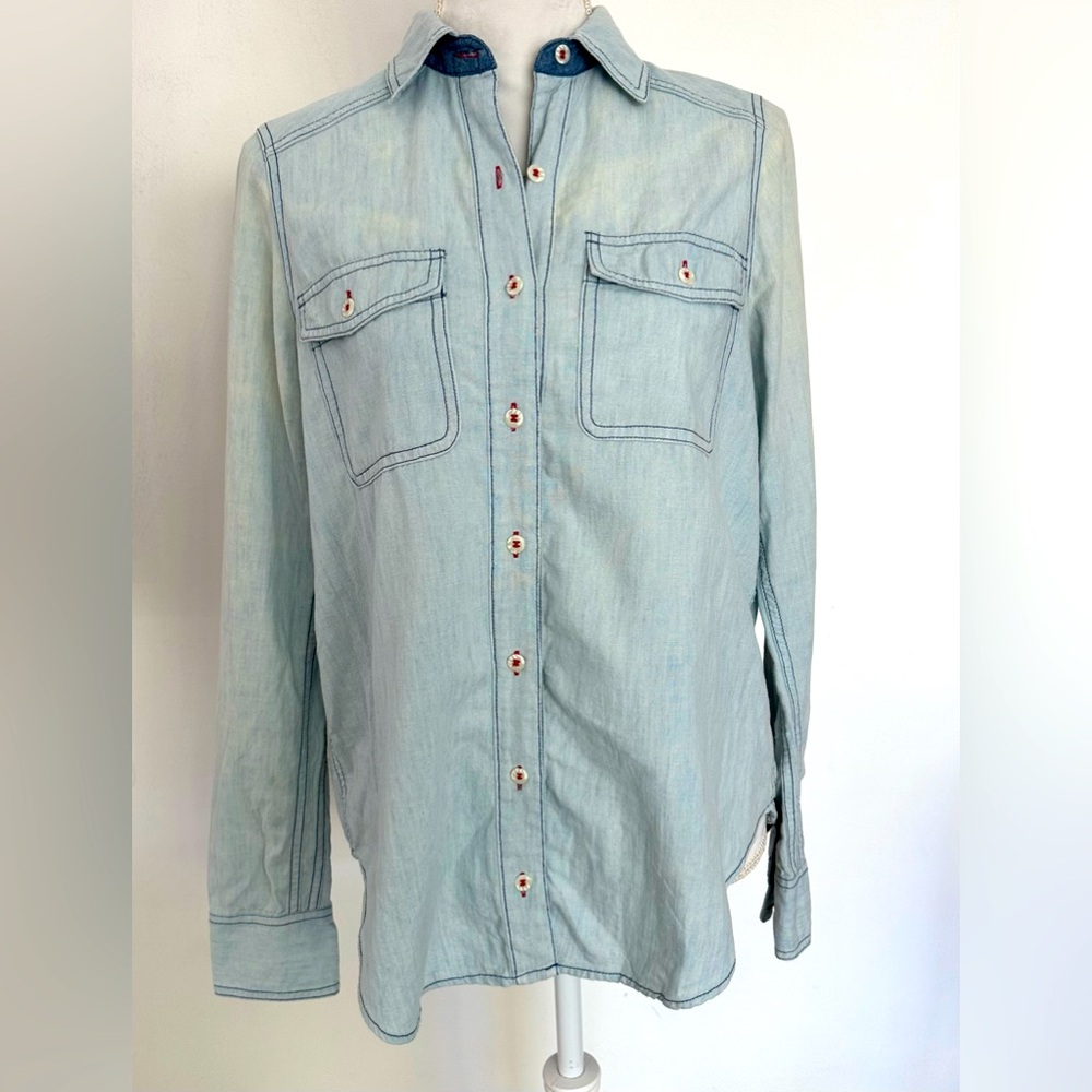 Free People Denim-like blouse - Picture 2 of 3